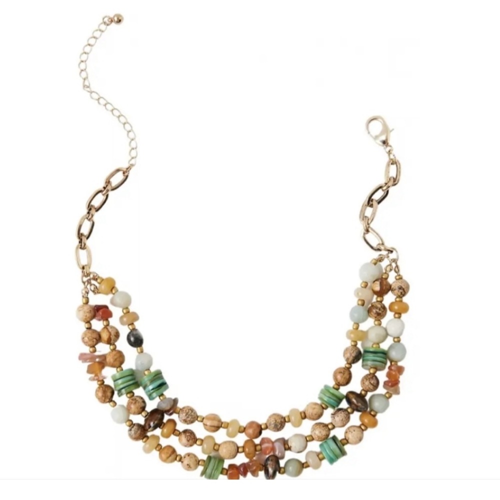 Free People Beaded Riverside Stone Necklace - NWT